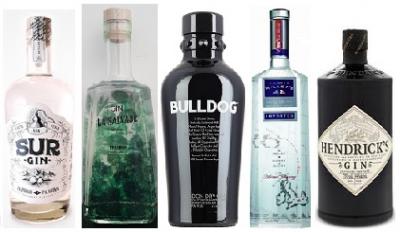 Gin Sur x 750 c.c.<br>Gin La Salvaje.<br>Gin Bulldog x 700 c.c.<br>Martin Miller�s 700 c.c.<br>Gin Hendricks x 700 c.c.<br><br>
